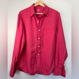 J Crew Irish 100% Linen by Baird McNutt Button Front Shirt Men’s Medium Slim Red